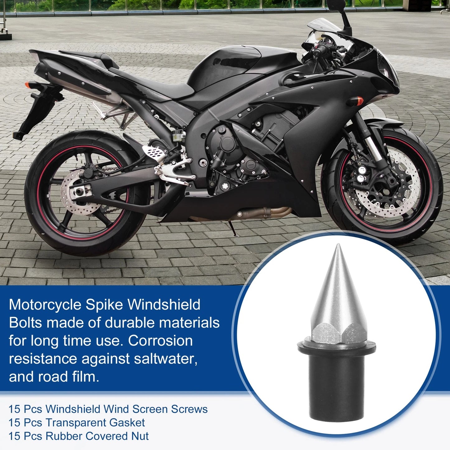 Bolts M5 Screws Pack of 15 for Motorcycle Fairing (Silver Tone)