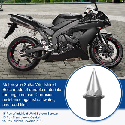 Bolts M5 Screws Pack of 15 for Motorcycle Fairing (Silver Tone)