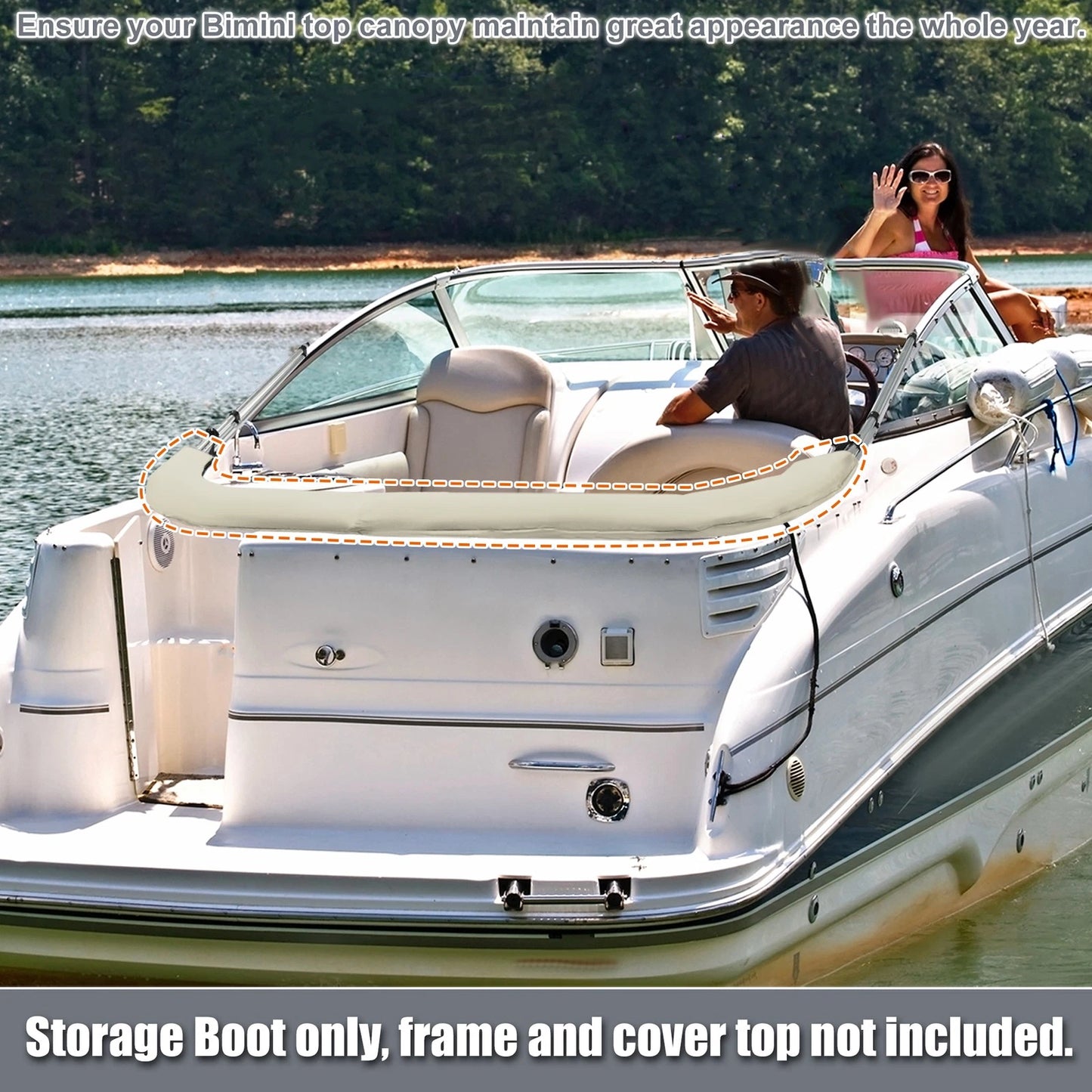 Storage Boot Sock 73-78" W for Boat Bimini Top
