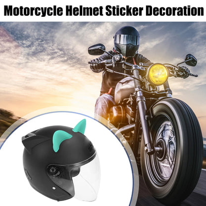Set Cat Ears Style Devil Horn Decoration for Motorcycle Blue