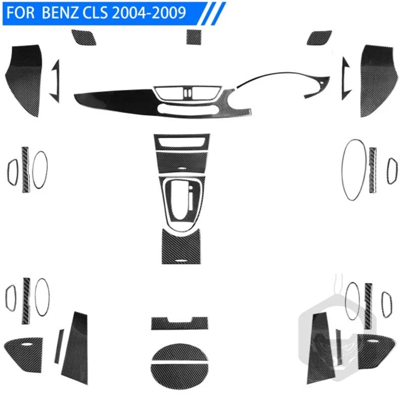 Soft Carbon Fiber Exterior & Interior Cover Trim Kit for Benz CLS C219 2004-2009