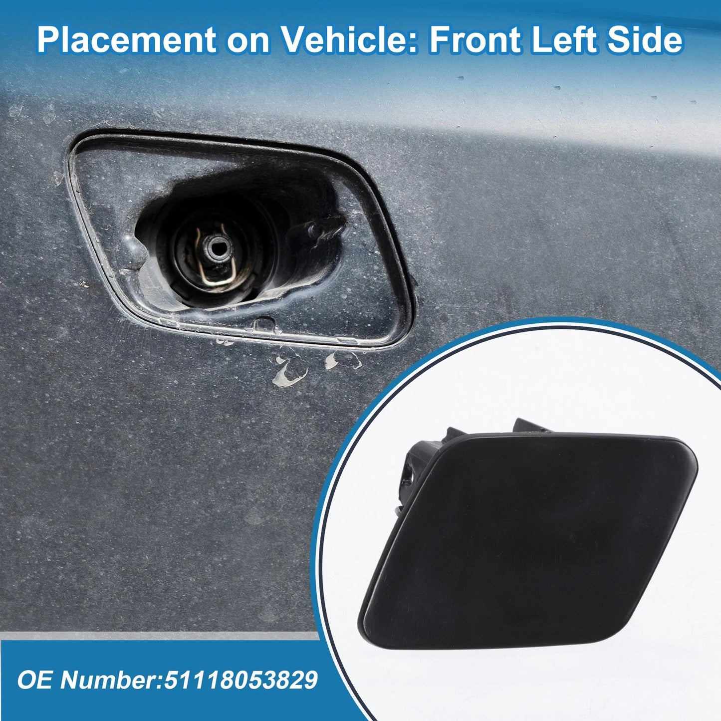 Front Left Side Bumper Headlight Washer Nozzle Cover Cap for BMW 1 Series