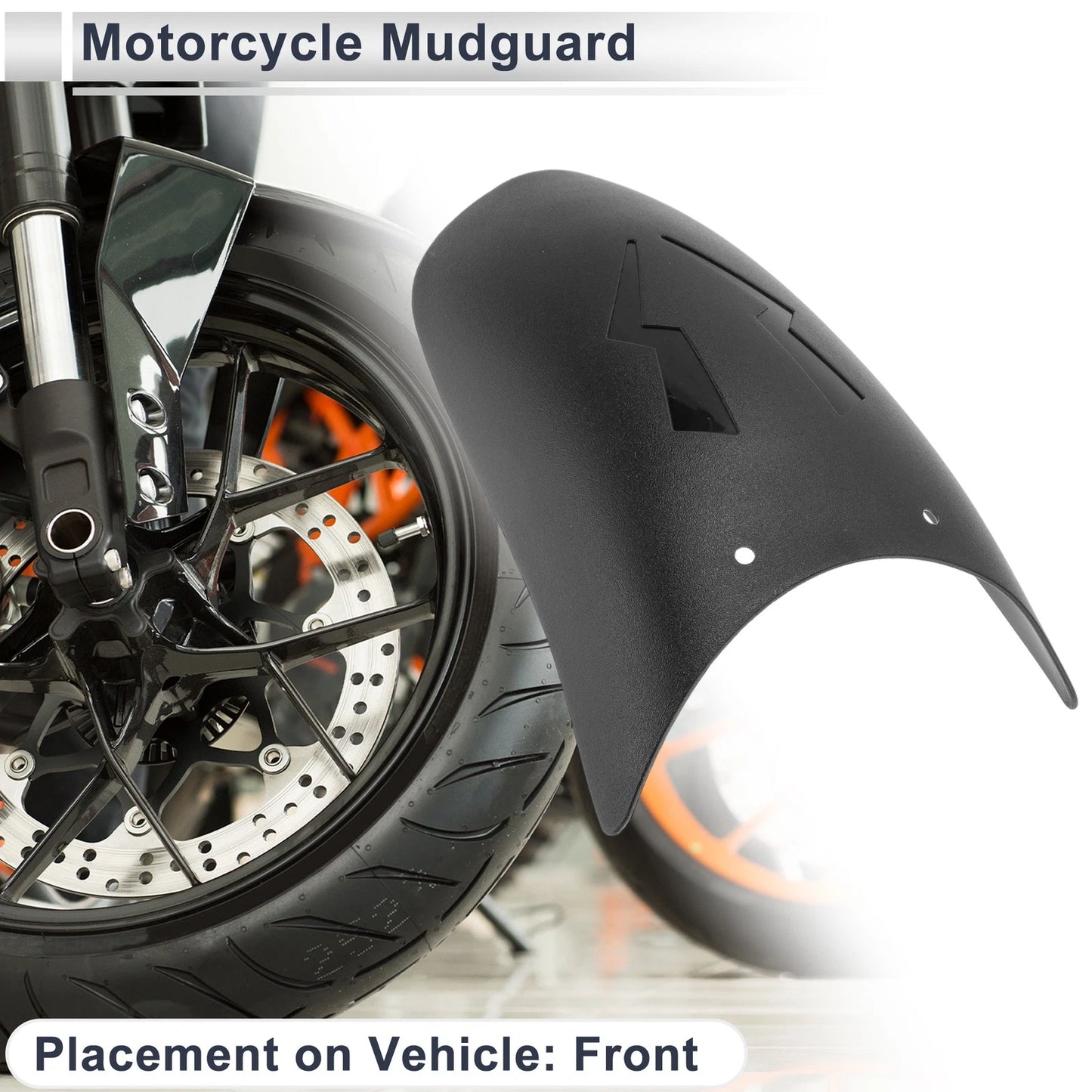 Plastic Motorcycle Fender Front 1 Set Black 22x11cm
