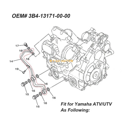 Oil Pump Line Delivery Pipe for Yamaha Grizzly 550 700 Rhino Viking Kodiak 700
