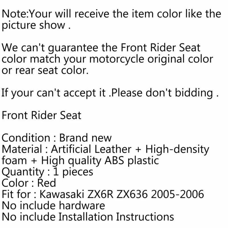 Rider Driver Seat Pillion Cushion for Kawasaki Ninja ZX6R ZX636 (2005-2006)