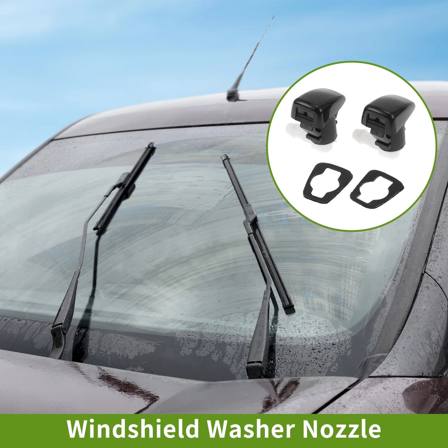 Windshield Washer Nozzle 2 x for Jeep Cherokee (2014-2017) Black