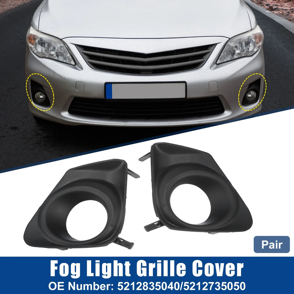 Front Fog Light Grille Cover Trims for Toyota Corolla 1.8L (2011-2013)