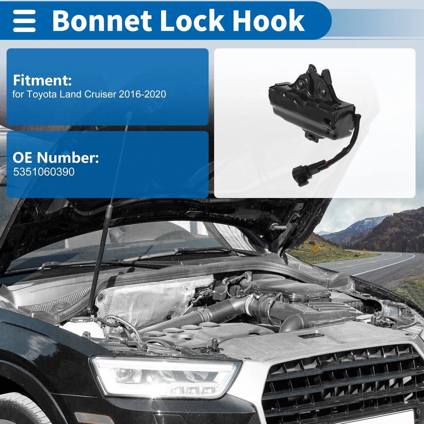 Bonnet Latch Assembly for Toyota Land Cruiser (2016-2020)