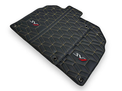 Black Leather Floor Mats for Lamborghini Aventador SVJ (2019-2023)