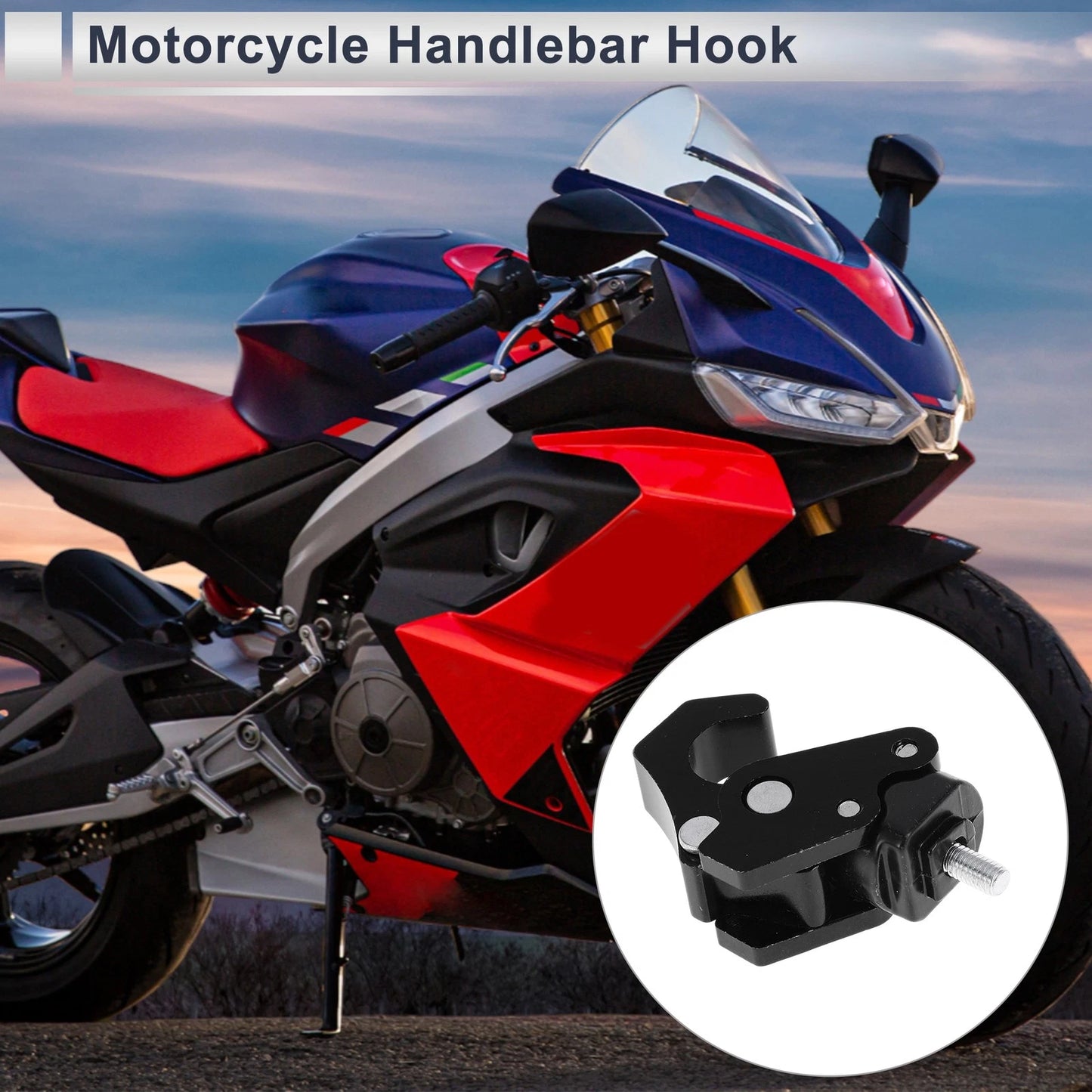 Square Aluminum Alloy Motorcycle Hanging Hook / 1 Set / Black 63mm