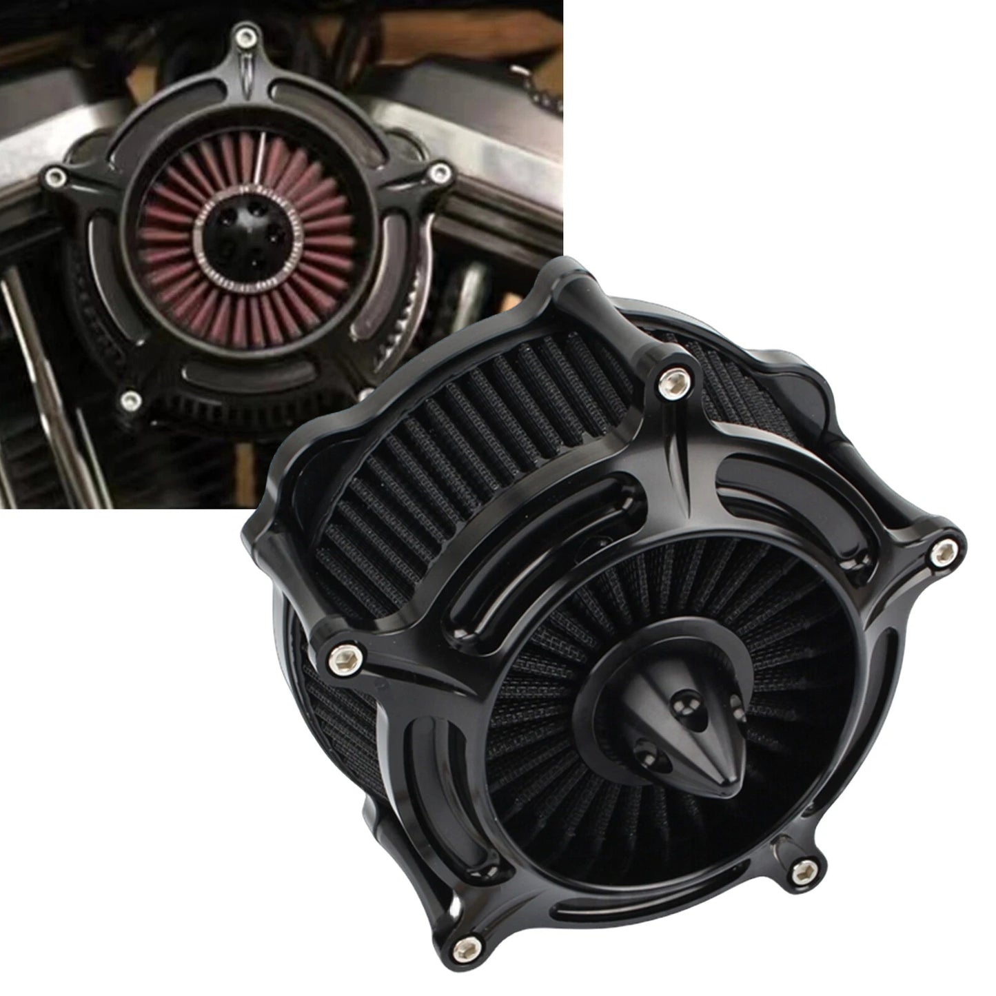 1x Air Cleaner Intake Filter for Harley Dyna/FXR/Softail (1993-2017) Black