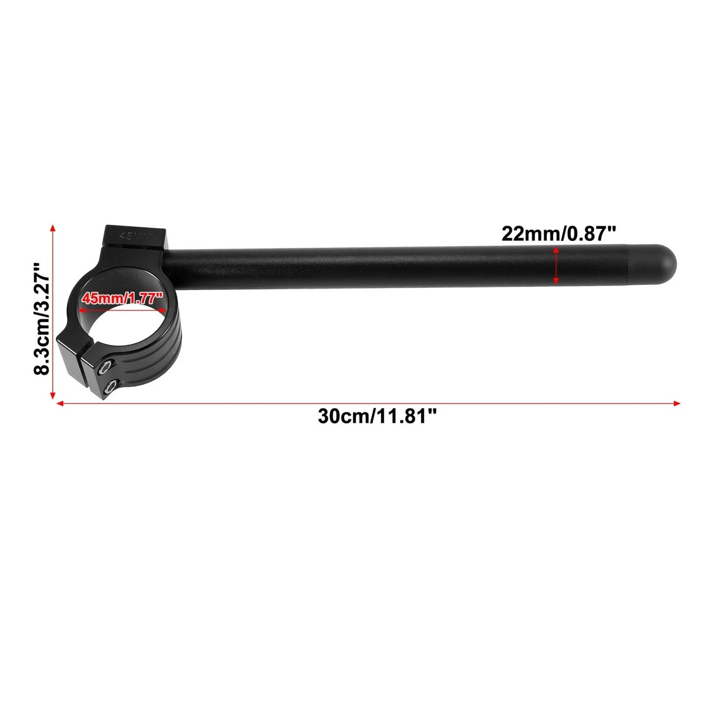 1 Pair 45mm Motorcycle Handlebar Clip Ons Black