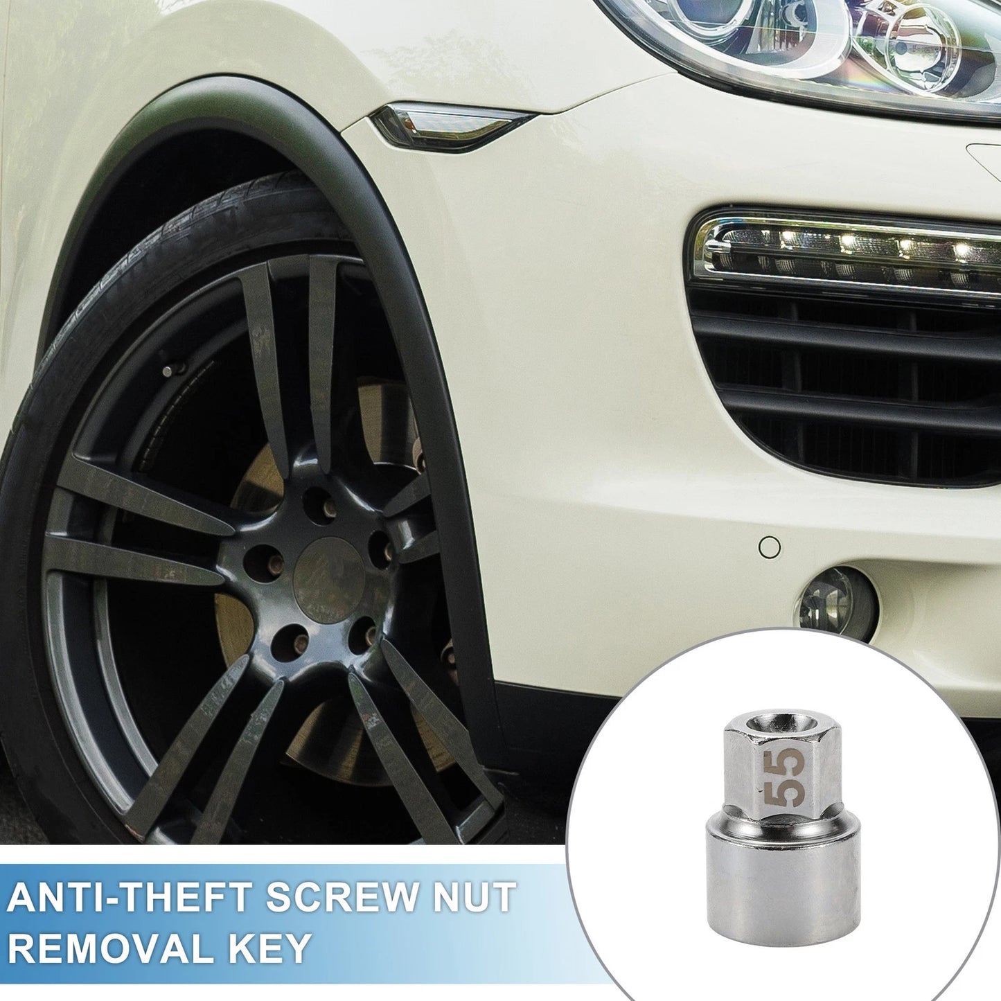 Wheel Lock Lugnut 3/4" Anti-theft Removal Key Socket for Porsche