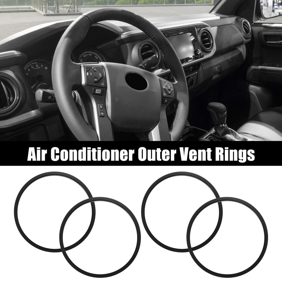 4 Pcs AC Outer Vent Trim Covers for Toyota Tacoma (2016-2022) Black