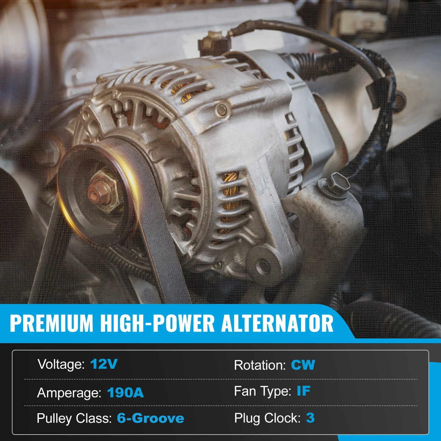 190A Alternator for Ford Edge 3.5L, Fusion 3.5L V6 (2007-2010)