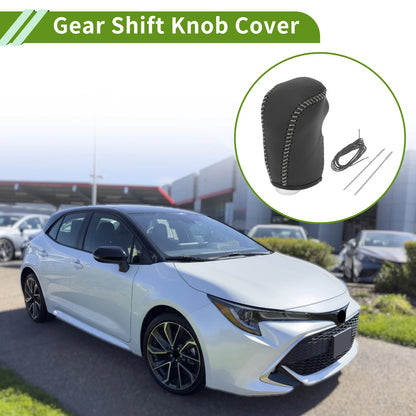 Gear Shift Knob Cover for Nissan Altima 2013-2018 Black Grey Faux Leather