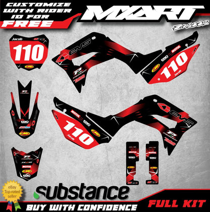 Custom Graphics Full Kit for Honda CRF 110 2019-2022 Barbed Stickers