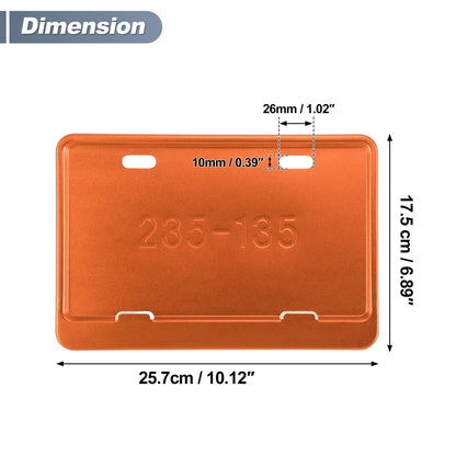 Registration Plate Holder Bracket 26x10 mm Orange Aluminum Alloy for Motorcycle