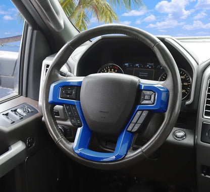 Blue Steering Wheel Panel Cover Frame Trim Cove Decor for F150 F250 (2015–2020)