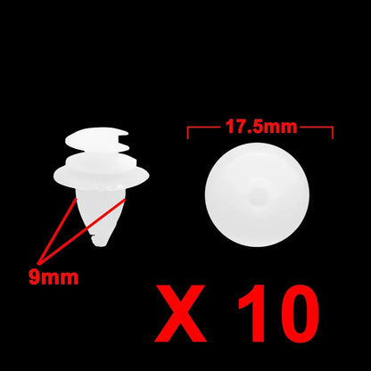 10 x 9mm Plastic Rivets Clips Bumper Fasteners for BMW (2000-2023)