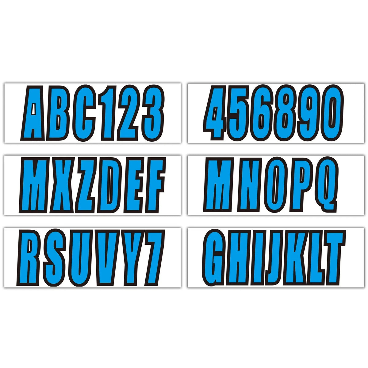Custom 3" Blue Boat Registration Numbers & Letters 4-Pack for Boats/Jetskis