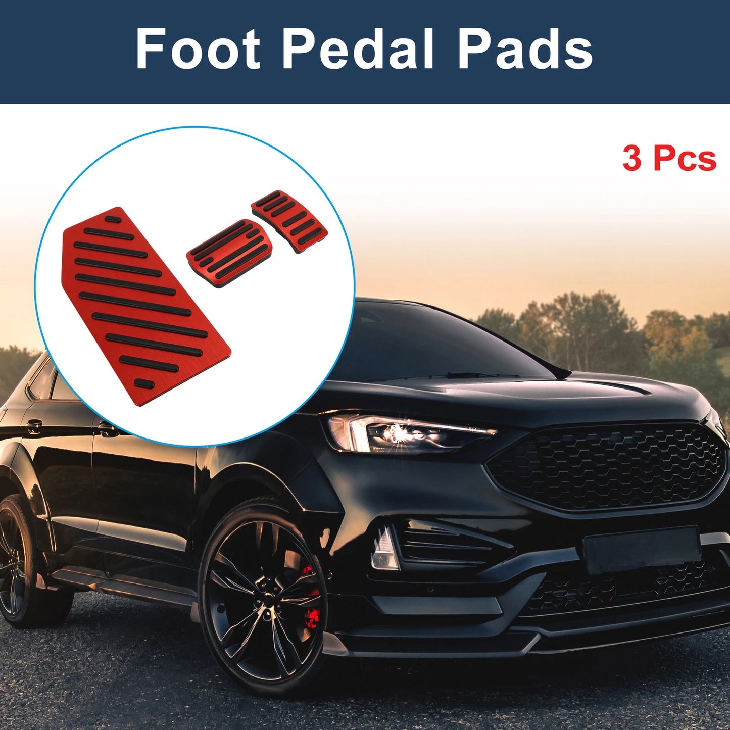 3 Pcs Automatic Foot Accelerator Pedal Covers for Ford Edge (2023)