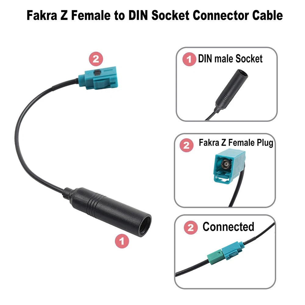 Car Stereo FM AM Radio Antenna Adapter Cable Fakra Z Male Female