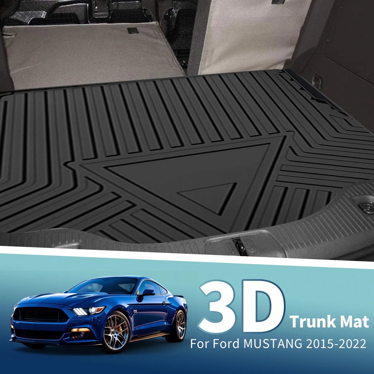 Flat Face Cargo Liner Rear Trunk Mat for Ford Mustang (2015-2022) 1 Pc
