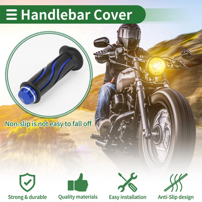 7/8" / 22mm / Hand Grips Covers for Motorcycle Blue Curve Pattern