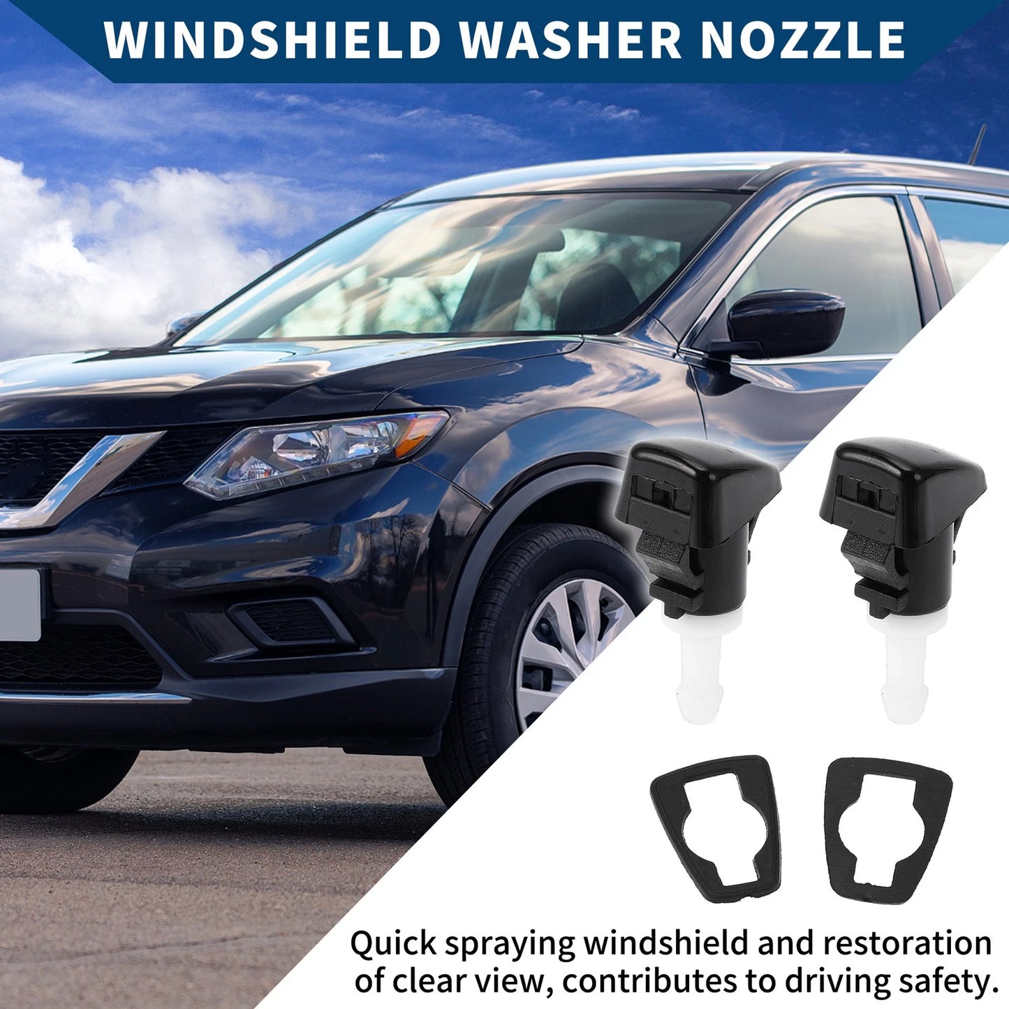 Front Windshield Washer Nozzles for Dodge Durango Black White