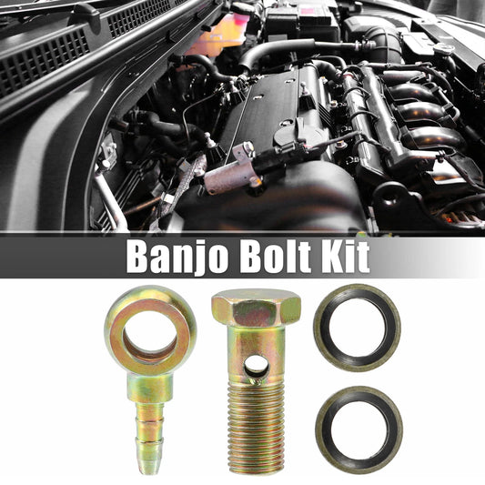 M10x1 Banjo Bolt with Copper Washer for Motorcycle Iron Bronze Tone
