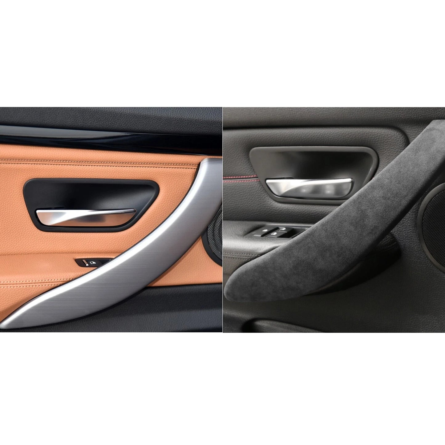 Gray Leather Door Pull Handle Cover for BMW 3/4 Series 3GT (2013-2019)