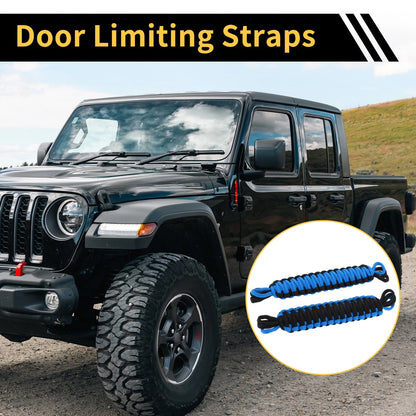 2 x Door Limiting Straps for Jeep Wrangler TJ JK JKU (2007-2018) Black Blue