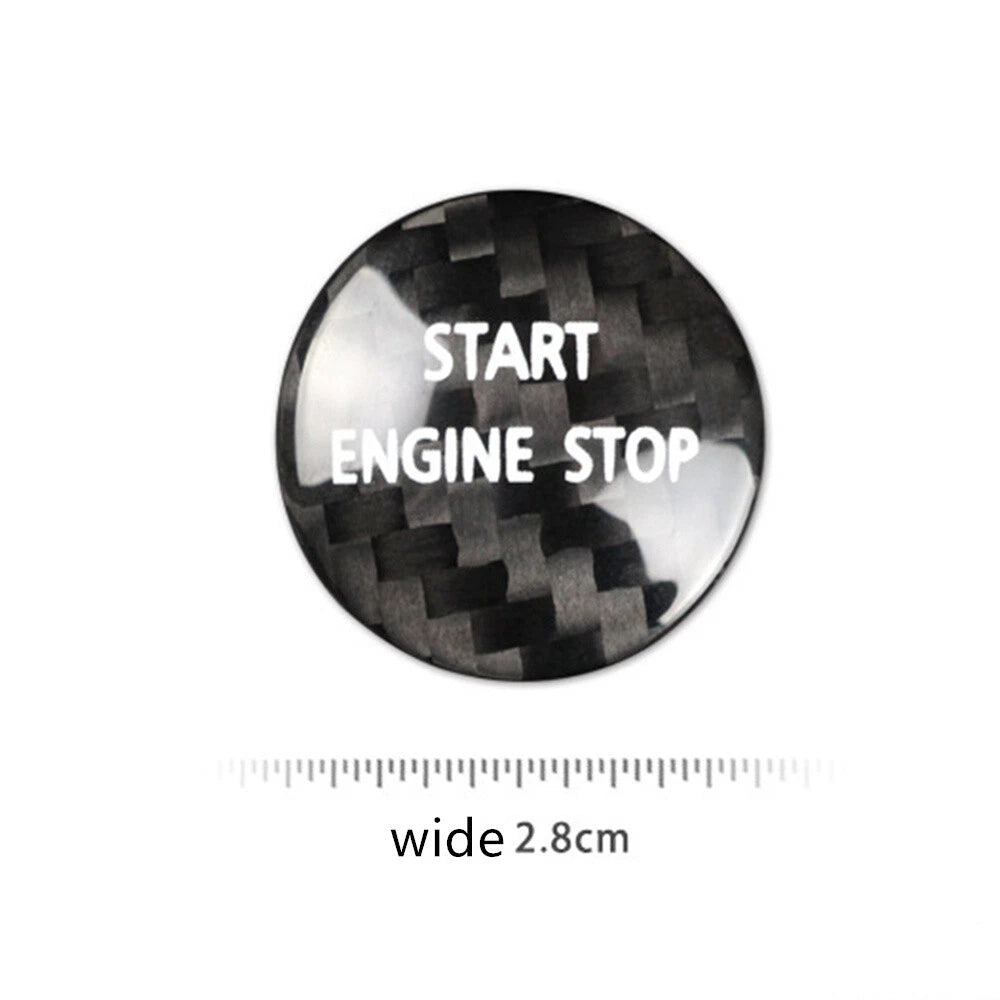 Black Carbon Fiber Engine Start Stop Button Cover for Land Rover Discovery (10-16)