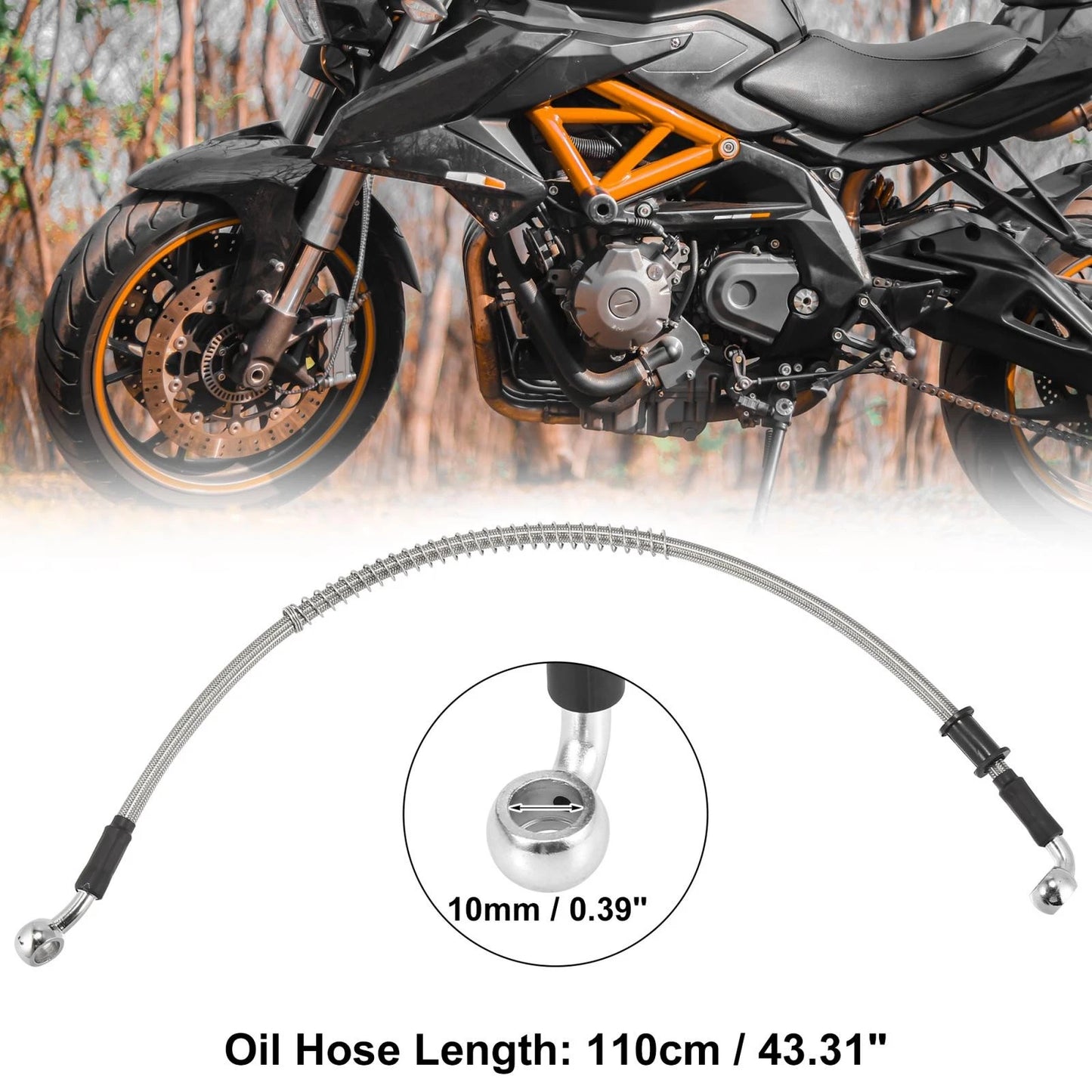 50cm 19.67 Motorcycle Brake Clutch Oil Hose Hydraulic Silver Tone Motorcycle