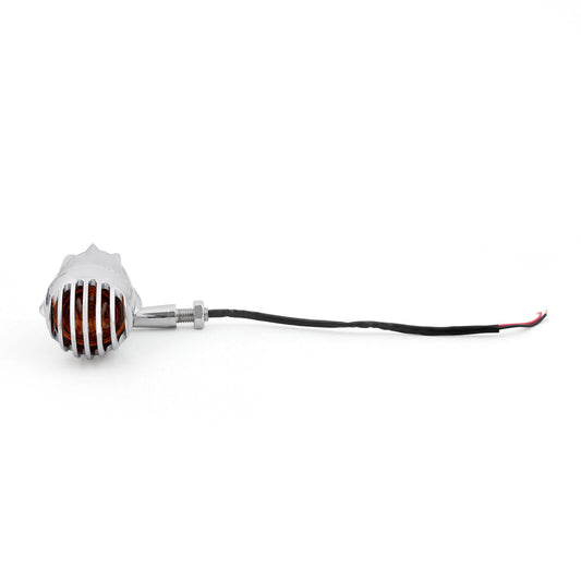 2 x Amber Indicator Lights for Motorcycle (Chrome)