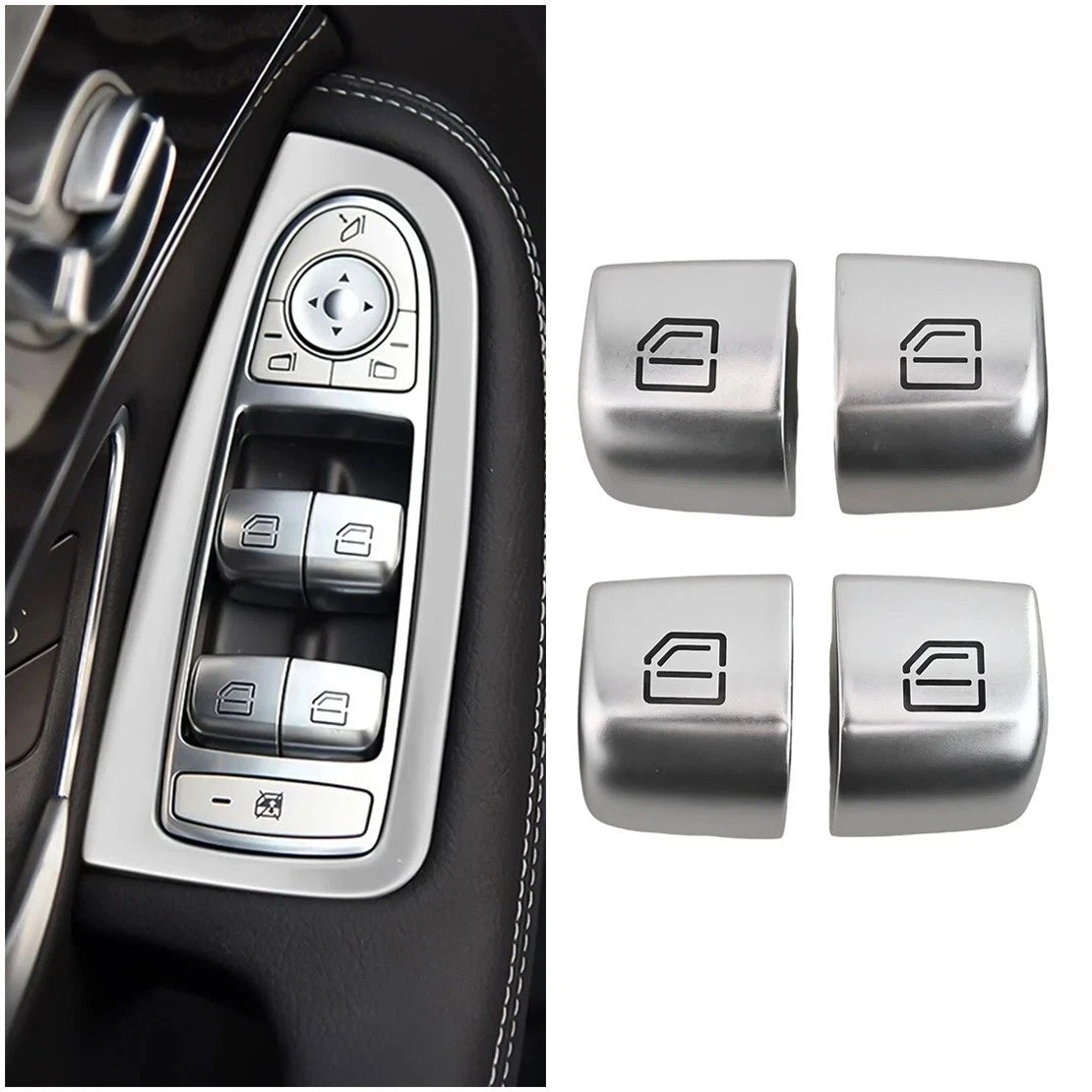 4 x Window Switch Button Cover for Mercedes Benz E W213, S W222 (2016-2021)