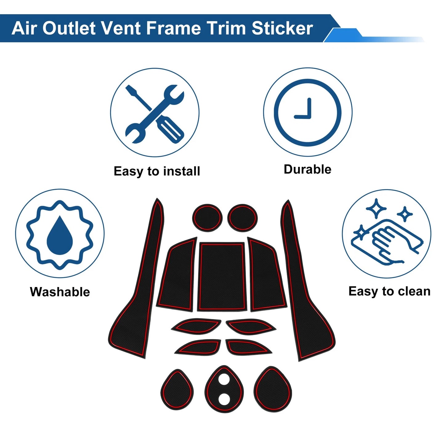 Non-Slip Mat Set for Toyota C-HR ZYX10/NGX50 (2016-2023) - 14 Pcs Red PVC