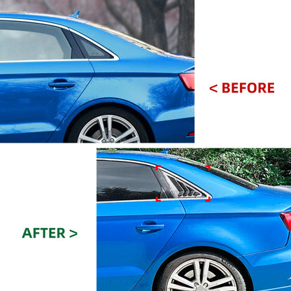 2 x Rear Side Window Louver Trim Covers for Audi A3 S3 (2014-2020)
