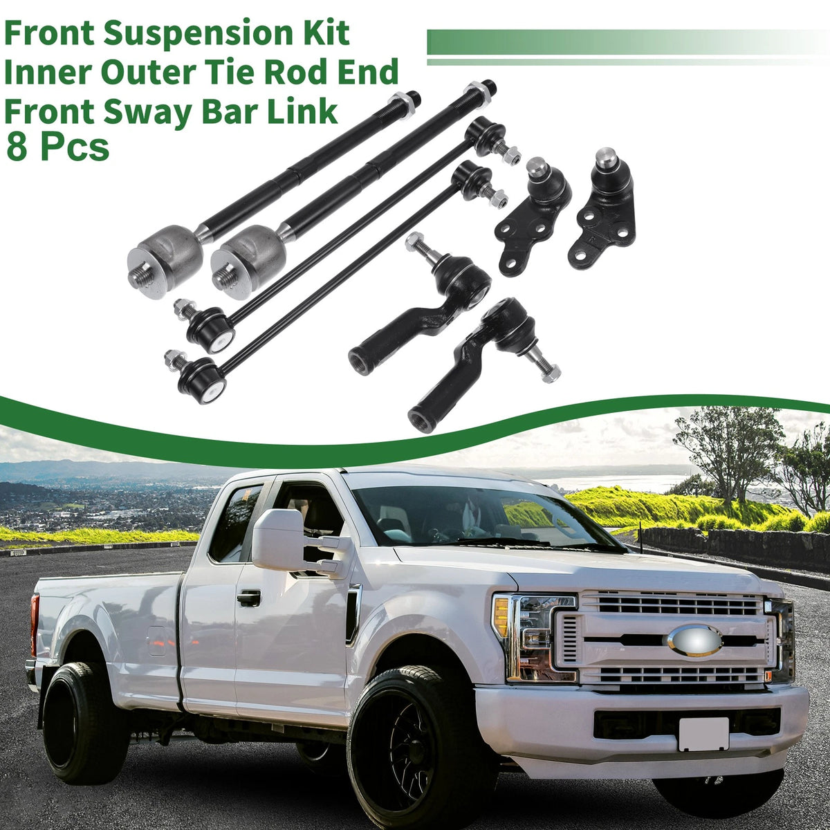 8pcs Front Suspension Kit Tie Rod Ends & Sway Bar Links for Ford Escape (14-18)