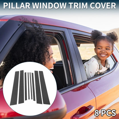 8 Pcs Door Pillar Window Trim for Toyota Rav4 (2007-2012) Carbon Fiber Black