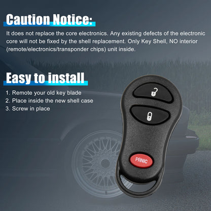 Key Fob Shell Case 3-Button for Dodge (2001-2005)