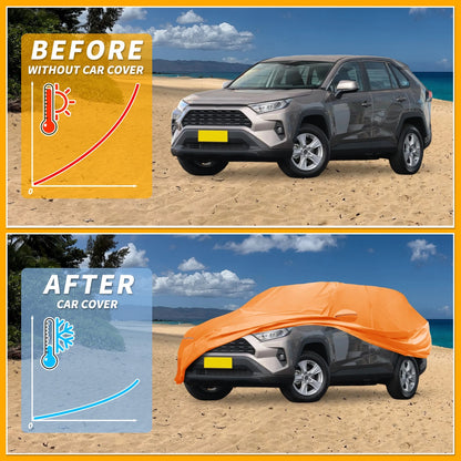 Waterproof All Weather Car Cover for Toyota RAV4 (2019-2023) - Orange 210D-PU