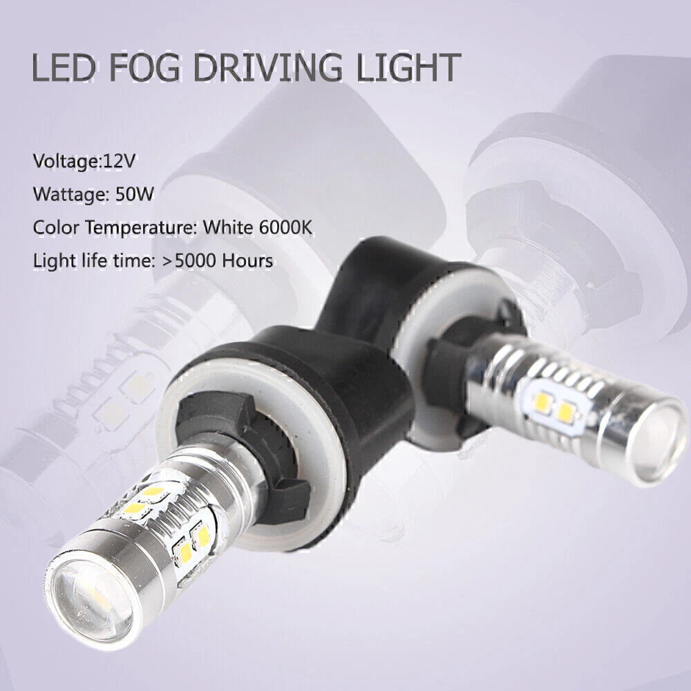 1 Pair 360�� LED Fog Light Bulbs for Car Driving Lamp 880 6000K