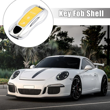Set Silver Tone Painted Key Fob Cover for Porsche Panamera Cayenne