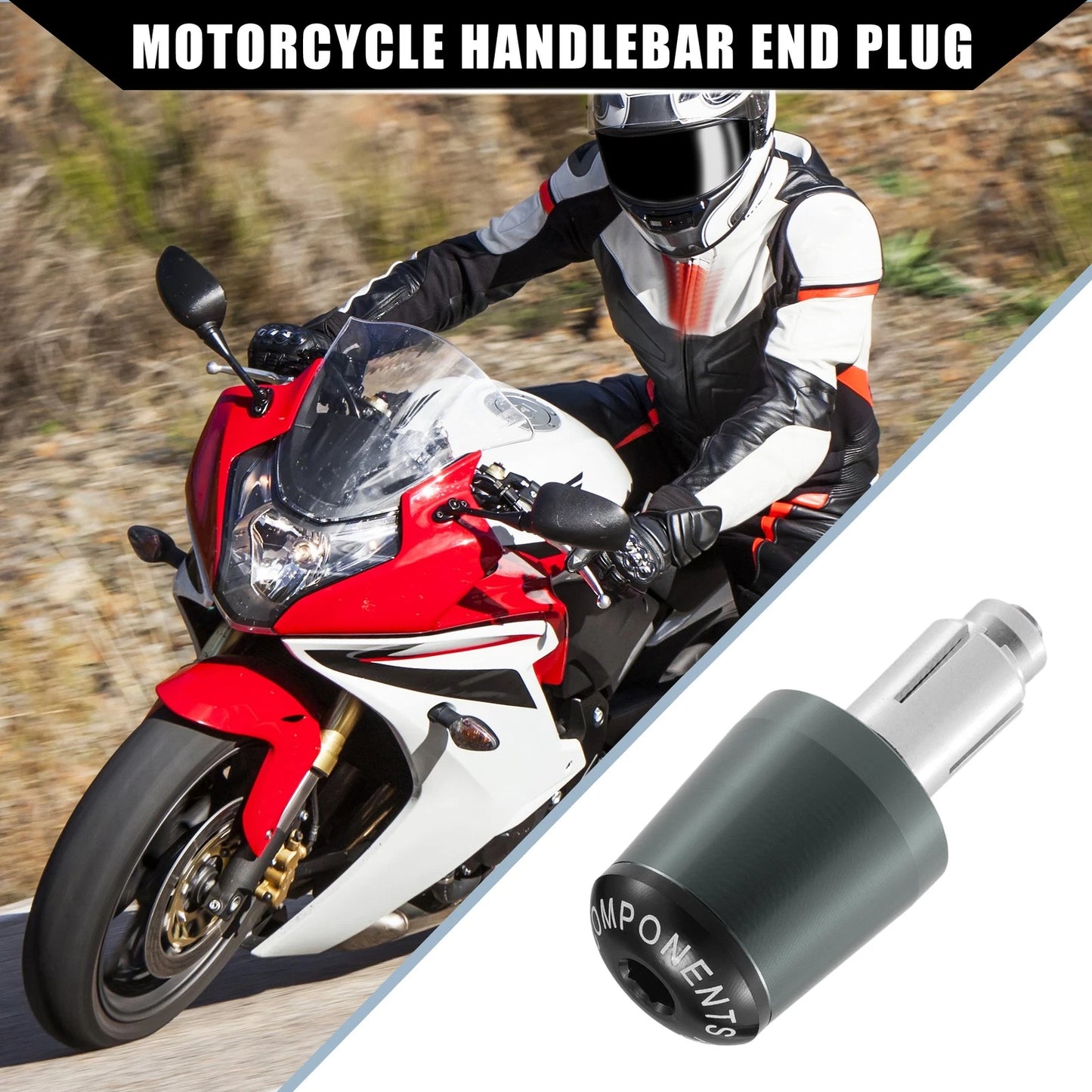 2 x Handlebar End Plug Grips 7/8" 22mm for Honda Titanium Tone