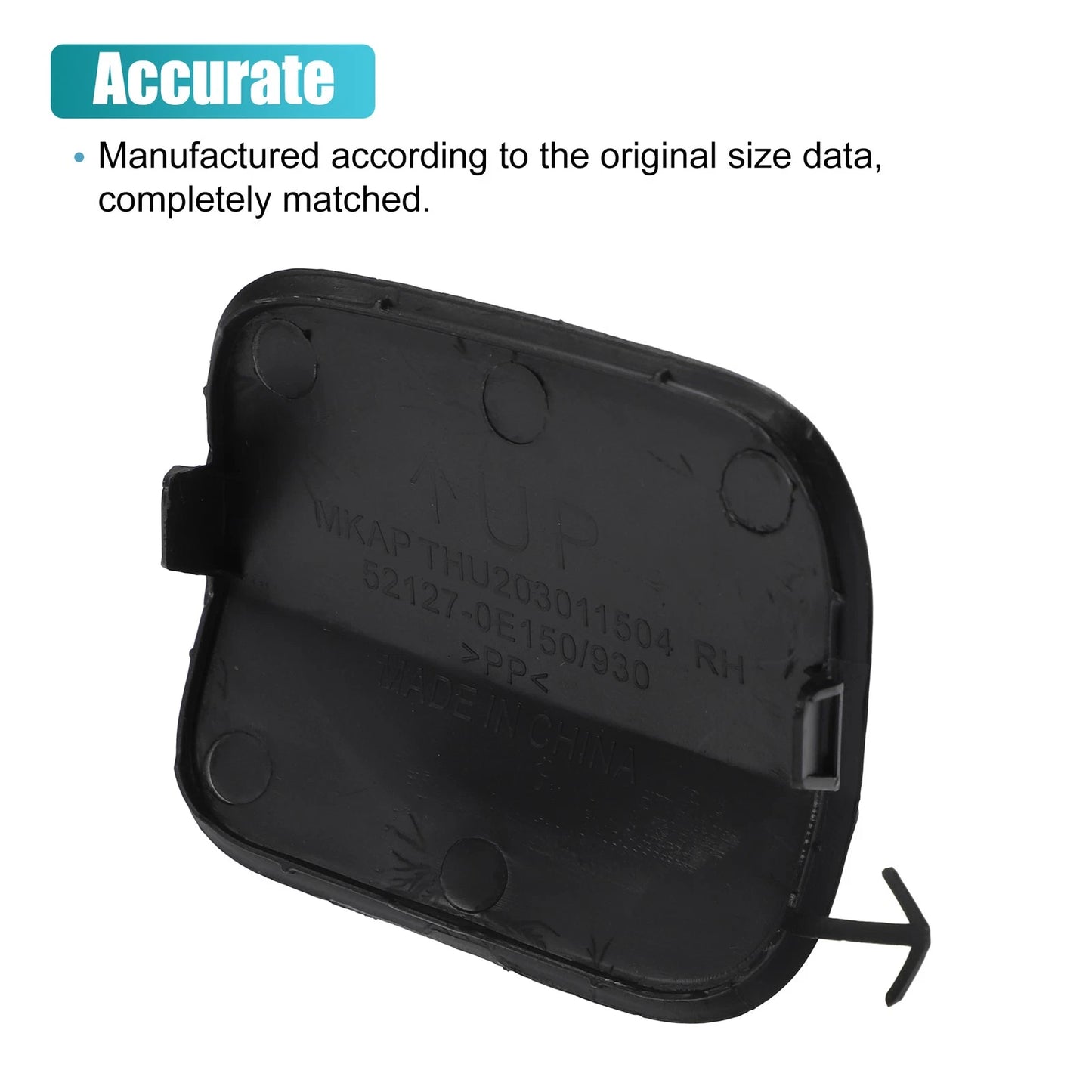Front Right Bumper Tow Hook Cover for Toyota Highlander (2014-2019) Black