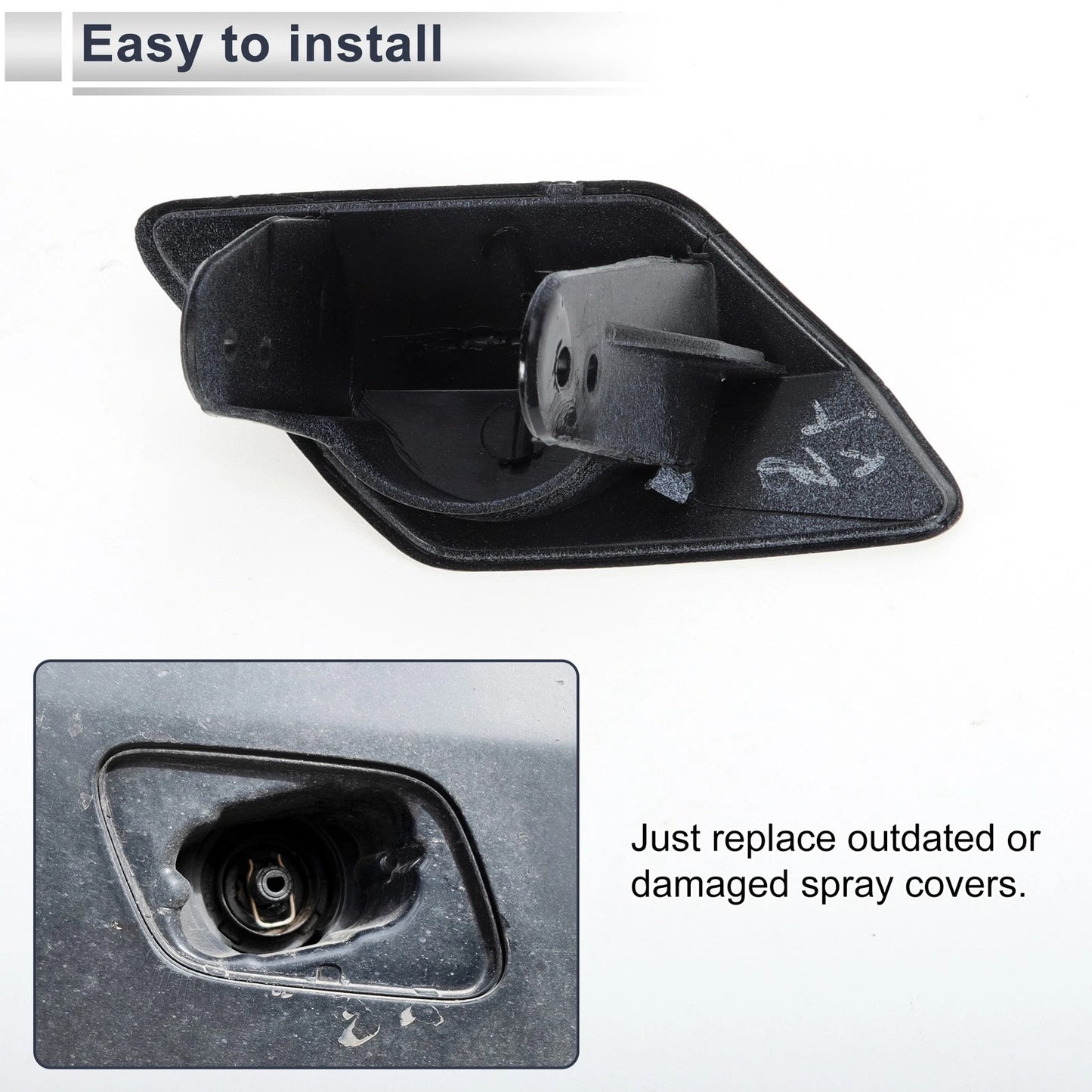 Bumper Headlight Washer Nozzle Cover for BMW 320i (2013-2018) Black