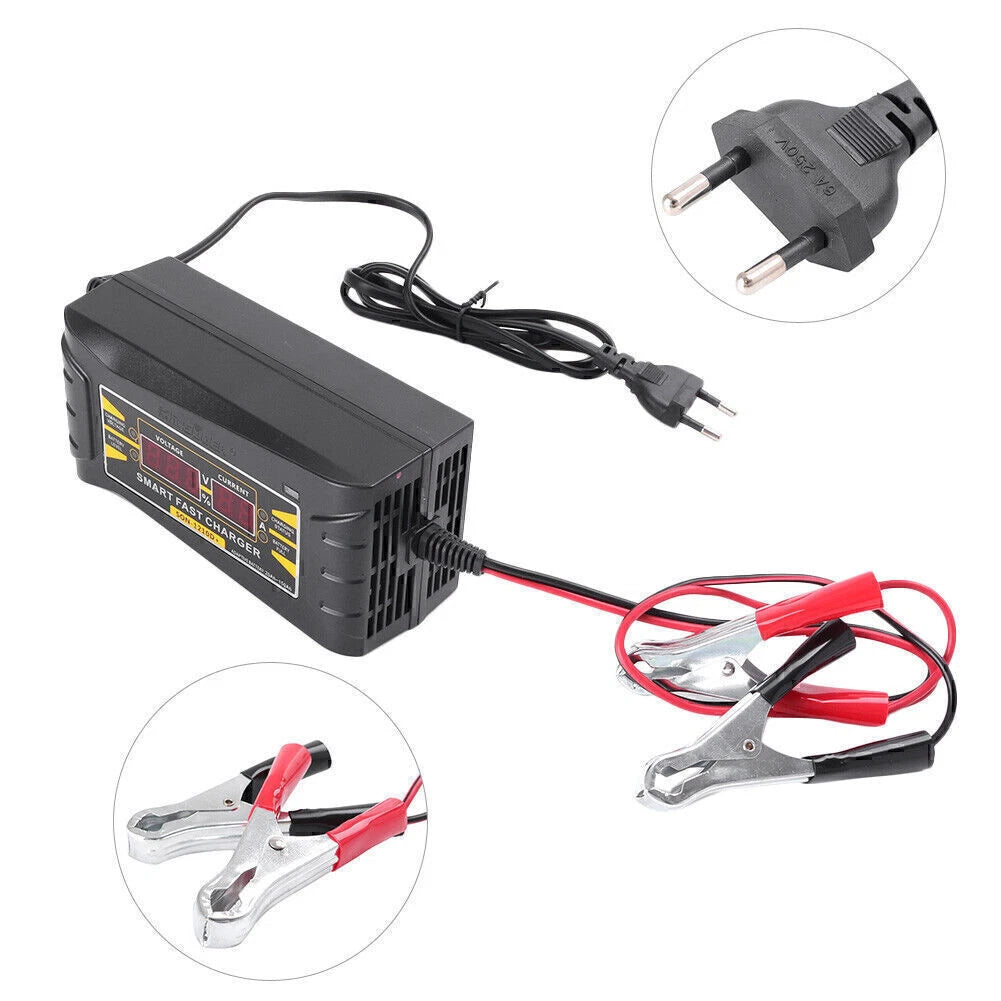 12V 10A Smart Fast Lead-acid Battery Charger with LCD for Car & Motorcycle