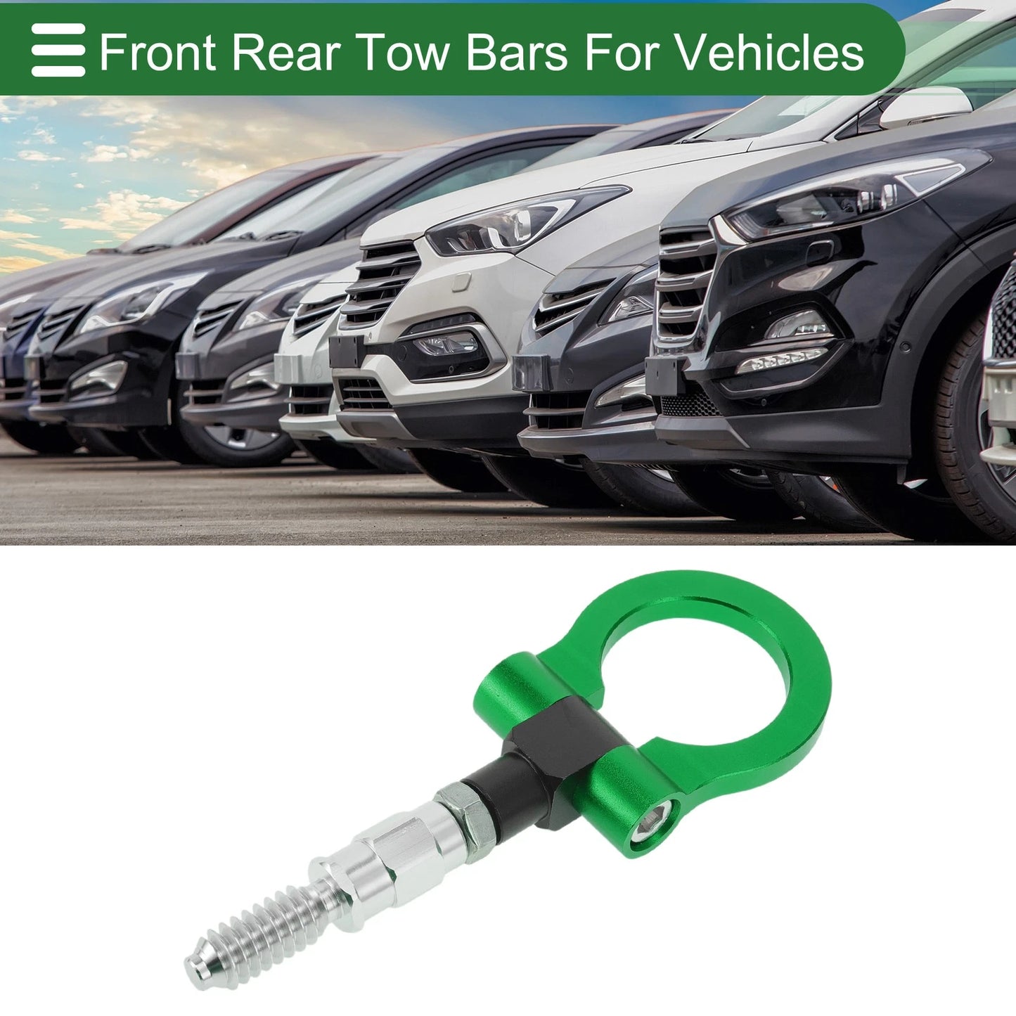 Front Rear Tow Hook 15.6mm for Ford Focus (1998-2025) - Aluminum Alloy Green